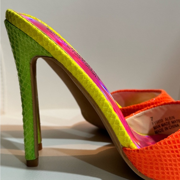 Cape Robbin Yellow, Orange, Pink Heels with Transparent Elements - Picture 2 of 5
